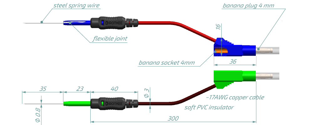 SP-flexpin-M flexible probe pin dimensions
